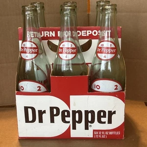 VINTAGE 16oz DR PEPPER Six 10 2 4 Bottles And 6-PACK CARRIER - Picture 1 of 18
