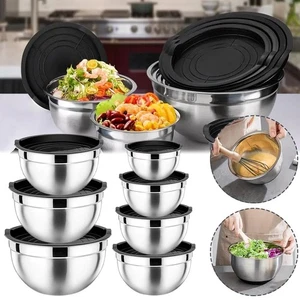 7pcs Stainless Steel Mixing Bowls Set with Lids for Cooking Serving Kitchen Bowl - Picture 1 of 12