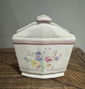 Sarma Studios VICTORIAN FLOWERS Ceramic NAPKIN HOLDER Made in Japan RARE - Picture 1 of 10