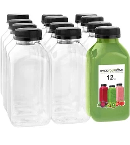12 oz Reusable Juice Bottles with Caps - BPA-Free, Tamper-Proof Containers - Picture 1 of 7