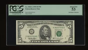 DBR 1995 $5 FRN Chicago Fr. 1985-G PCGS 53 Serial G36207032E - Picture 1 of 2