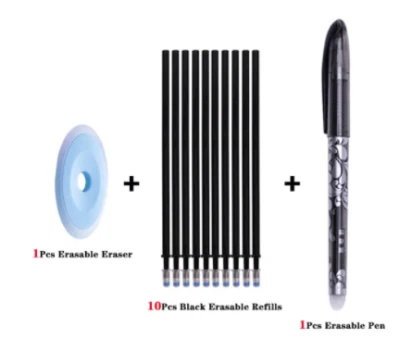 Juego de bolígrafos borrables 0,5 mm color azul negro tinta escritura gel bolígrafos recargas varillas lavabo Foto 1 de 4