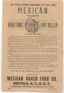 1900 Volante Publicitario Mexicano Tónico para el Cabello y Asesino de Niñas y yeso herbal - Imagen 1 de 2