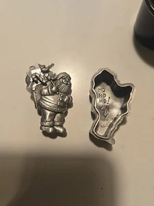 Vintage MS DEE Pewter #13 Christmas Trinket Box Santa Claus Brooch Pin Earings - Picture 1 of 5