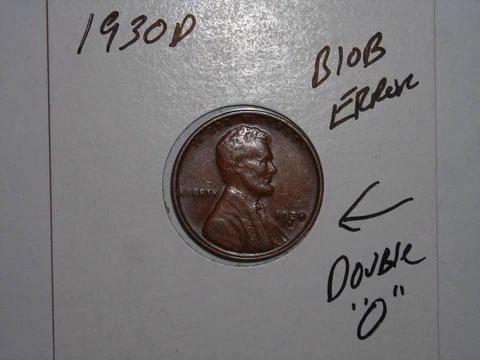 1930D LINCOLN CENT BLOB ERROR ,DOUBLE 0 ERROR 1930-D WHEAT CENT LOT #1 Cover