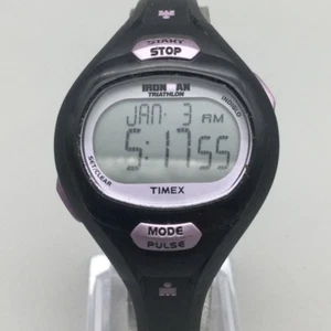 Timex Ironman Triathlon Watch Womens 35mm Black Pink Digital Indiglo New Battery - Picture 1 of 16