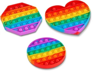3 Pack Silicone Popit Fidget Push Bubbles Sensory Stress Relief Popper Pop Toys - Picture 1 of 4