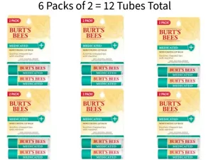 6 Packs of 2 Burt's Bees 100% Natural Medicated Moisturizing Lip Balm Exp 6/2026 - Picture 1 of 7