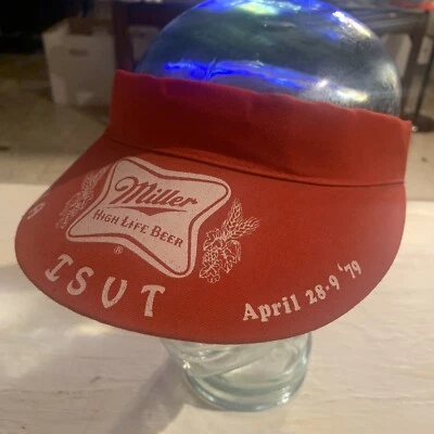 vintage 70s Miller High Life Beer Visor Hat Fraternity Frat Party 1979 OSFA - Image 1 of 4