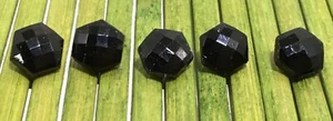 Antico Bottoni in Vetro Nero Forma Esagonale Sfaccettato Autofusto 5/16" Set di 5 - Foto 1 di 3