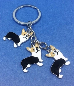 Corgi Lovers Schlüsselanhänger oder Geldbeutelanhänger 3 Corgi Hunde - Bild 1 von 2