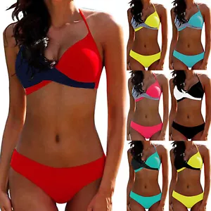 Damen Badeanzug Gepolstert Bikini Set Push Up BH Strandkleidung Sommer Bademode* - Bild 1 von 19