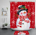 Snowflakes Cardinals Winter Cute Snowman Shower Curtain Set for Bathroom Decor