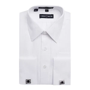 Viero Richi Boys Cufflink shirt French Cuff Dress Shirt -Cufflinks Included - Picture 1 of 6