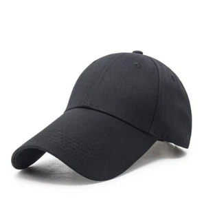 Men Women Plain Adjustable Baseball Cap Super Extra Long 4.3" Bill Hat Strapback - Picture 1 of 24