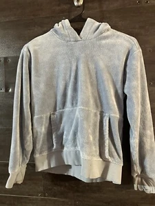 Athleta Girl Sweatshirt Hoodie Fleece Lined Blue Side Slits Size L 12 - Picture 1 of 5