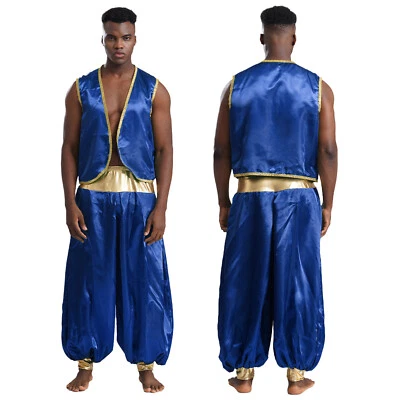 Men's 2Pcs Arabian Prince Halloween Cosplay Costume Vest with Pants Outfits - Image 1 of 4