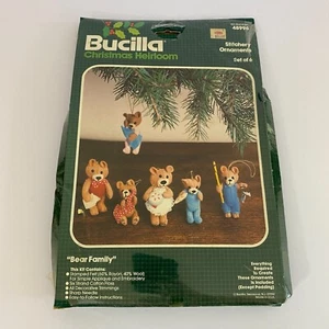 Bucilla Christmas Heirloom Bear Family Felt Ornament Kit #48996 Set of 6 - Picture 1 of 3