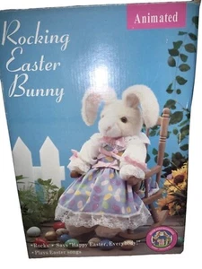 Easter Bunny Rabbit in Rocking Chair- Talks & Plays Songs 1994 vintage - Picture 1 of 9