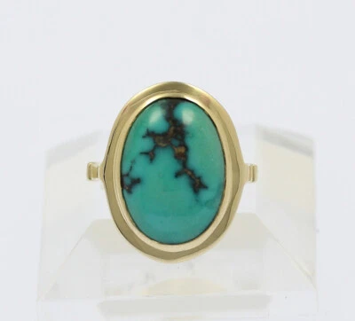 ♦ Ring in 14 kt 14k 585 er Gelb Gold mit Türkis Gr. 57 Türkisring Goldring Damen - Bild 1 von 4