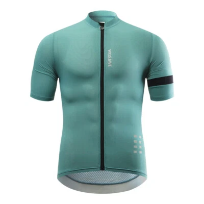 WOSAWE Men Cycling Jersey Breathable Short Sleeve Zipper MTB Bike Riding Shirts - Image 1 of 4