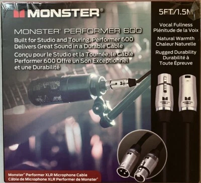 Monster Performer 600 XLR Microphone Cable - 5ft Studio Mic Cable - Image 1 of 2