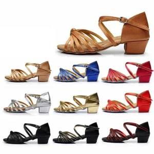 Kinder Damen Ballsaal Latin Tango Salsa Tanzschuhe 3,5 cm niedriger Absatz Innenbereich - Bild 1 von 21