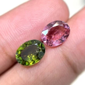AAA+ Pietra Multi Tormalina Forma Ovale Coppia 3,67 Cts Taglio Tormalina Naturale - Foto 1 di 4