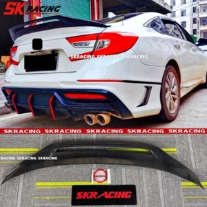 Fits 2018-2022 10th Honda Accord Real Carbon Fiber Rear Trunk Lip Spoiler Wing - Picture 1 of 15