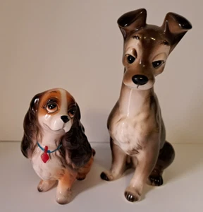 Vintage Walt Disney Productions Lady And The Tramp Porcelain Figurines Japan - Picture 1 of 14