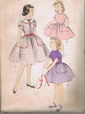 1957 Advance Pattern 8279 Girls Dress 6 Fit and Flare School Clothes Pocket Cut  - Image 1 of 4