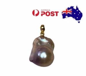 Unique Pink Baroque Pearl S925 Gold Pendant L16mm x H21.2mm x W12.5mm #P0112 - Picture 1 of 11