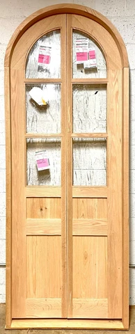 Rustic solid white oak lumber arched top double door wood story book pantry Cover