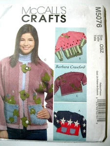 McCall M5076 Barbara Crawford APPLIQUES Sweatshirt One Size Uncut 2006 - Picture 1 of 3