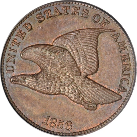1856 1C Snow-1b J-181 "Tilted ONE CENT" Copper Flying Eagle Cent PCGS PR64BN Cover