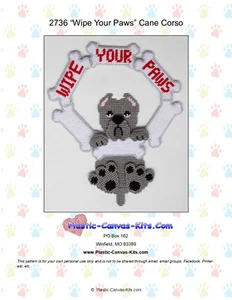 Wipe Your Paws-Cane Corso Dog-Plastic Canvas Pattern or Kit - Picture 1 of 1