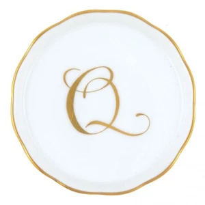 HEREND, COASTER WITH MONOGRAM LETTER Q, #600341-Q, W/24KT GOLD, BRAND NEW - Picture 1 of 1