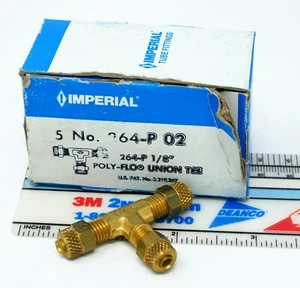 Box of 5 - Imperial Eastman 264P-2 Poly Flo Brass 1/8" Compression Union Tee - Picture 1 of 1