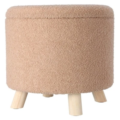 Sitzpouf Hocker gepolstert Sitzhocker 38x38x43cm beige Pouf Plüsch mit Stauraum - Bild 1 von 3