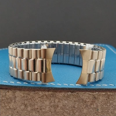 Винтажный широкий желтый золотистый ремешок для часов Speidel Euroflex 20 мм неиспользованный новый из старых запасов 1980-е - Изображение 1 из 4