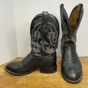 Men's Tony Lama CT2036 Ruslo Black Bullhide Cowboy Boots Western Rodeo 8 EE - Picture 1 of 23