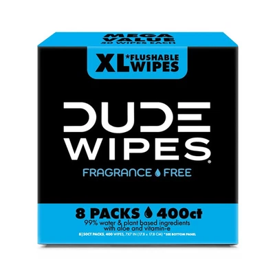 Dude Wipes XL Fragrance Free Paraben-Free Flushable Wipes, 400 ct - 8 Pack - Image 1 of 4