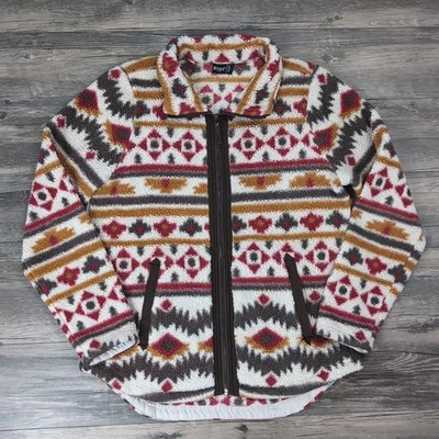 Chaqueta polar para mujer Cruel Denim cremallera completa azteca occidental estampado por todas partes talla L Foto 1 de 4