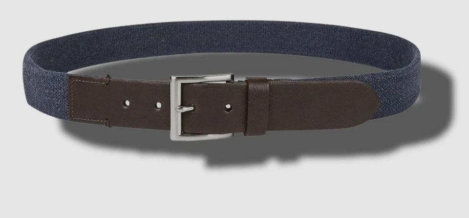 Cinturón informal elástico con hebilla cuadrada de cuero sintético azul Club Room para hombre talla 38-40 Foto 1 de 1