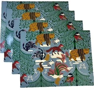 IKEA Vinterfint Winter Animals Vinyl Placemats (4) 17.75” X  13.75” 805.811-70 - Picture 1 of 5