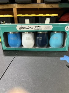 Caesars Rewards Weinbecher 12 Unzen Schluckdeckel Doppelwandig Edelstahl 4er Set - Bild 1 von 5