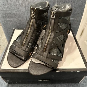 NINE WEST Black LEATHER DRESS SANDALS WOMAN SIZE 8 GLADIATOR STYLE - Picture 1 of 6