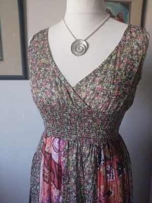 Solitaire Damen Maxi Kleid Lang Bunt Flower Power Hippie Style Gr S - Bild 1 von 4