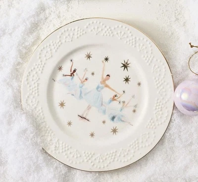 ANTHROPOLOGIE ~New York City Ballet~Nutcracker~SNOW FLAKES~PLATE~2025~NIB~