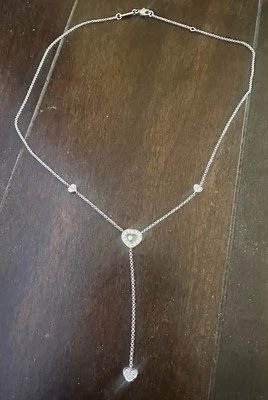 Chopard Happy Diamonds 18k White Gold Lariat Heart Pendant Chain Necklace - Image 1 of 4